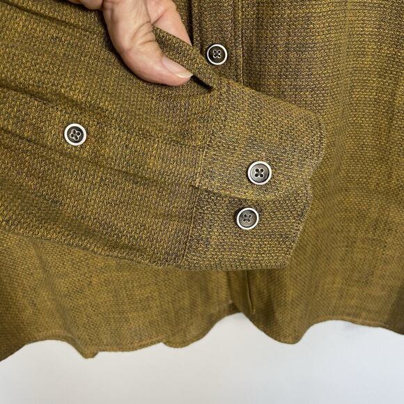 32 Bar Blues Slub Linen Cotton Shirt Size Large Brown Button Down Casual Preppy - Picture 6 of 10